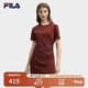 FILA 斐樂(lè)官方女裝針織連衣裙2025夏季新款時(shí)尚休閑簡(jiǎn)約修身T恤裙子 赤土紅棕-BN L 170/88A/L