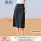 香影a字工裝半身裙女2025夏裝新款藏青中長抽繩氣質(zhì)高腰開叉裙子 藏青 M