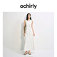 歐時力OCHIRLY 純棉刺繡無袖連衣裙長裙簡約氣質(zhì)內(nèi)搭2025夏季新品 米白 M