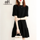 clotho Rennie品牌女裝黑色連衣裙女2025春夏新款韓版減齡寬松顯瘦小個(gè)子A字裙 黑色 M