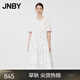 JNBY/江南布衣春夏連衣裙中式苗族蝴蝶印花褶皺設(shè)計(jì)圓領(lǐng)短袖5O5G10090 199/白底多彩花型 XS