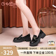 金利來（goldlion）【七夕禮物】女鞋英倫風(fēng)厚底樂福鞋女學(xué)院風(fēng)粗跟小皮鞋黑色38