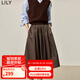 LILY【商場同款】秋新款女裝復(fù)古美拉德百搭緞面半身裙女傘裙 701棕色 M