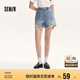 森馬（Semir）牛仔褲女寬松美式熱褲酷颯風夏街頭毛邊短褲復古辣妹103324122010