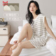貓人女款睡衣套頭無袖短褲家居服套裝【25新款帶胸墊】夏可外穿條紋