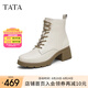 他她（TATA）休閑粗跟馬丁靴女靴黑色通勤系帶短靴冬新款7BU55DD4 米白 36