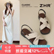 ZHR平底涼鞋女新款外穿交叉帶軟底上班涼拖百搭沙灘鞋 AY232 米色 37