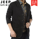 吉普（JEEP）春秋新款休閑純棉外套男士西服寬松大碼中年工裝夾克男上衣小西裝 黑色BC款 4XL