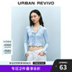 UR2025秋季新款女裝法式荷葉邊系帶V領(lǐng)長(zhǎng)袖T恤UYY450018 天藍(lán) S