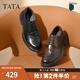 他她（TATA）商務(wù)正裝皮鞋男士軟底真皮高幫工裝鞋2024秋新款MFD01CM4 黑色 39