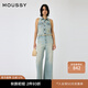moussy【新復(fù)古回潮】 復(fù)古港風(fēng)做舊無袖連體褲牛仔褲010HA711-1681 111淺藍(lán)色 S 00001