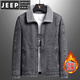 JEEP SPIRIT冬季新款夾克男士加絨加厚夾克翻領(lǐng)毛領(lǐng)保暖牛仔衣寬松外套男上衣 灰色 939加絨 加厚 M 95-115斤