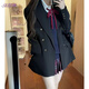 法舒琳JK西裝制服外套女2025夏款學(xué)院風(fēng)甜辣黑色西裝日系校服外套早秋高 黑色上衣 贈微章 M 建議105斤左右