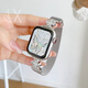 適用蘋(píng)果iwatchs9表帶s10金屬apple watch S8/7/6代女款磁吸ultra 四葉草金屬磁吸銀色 適用s10 42mm
