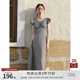 自巧小個(gè)子黑白格紋氣質(zhì)顯瘦度假連衣裙女2024夏裝新款收腰中長裙 黑白格 M (4碼)