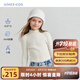 愛慕兒童（AIMER KIDS）秋冬純色3A抗菌毛衣兒童針織打底衫中性半高領(lǐng)打底上衣可外穿厚款 白色 150