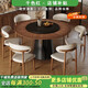 千色紅（QIANSEHONG）中古風(fēng)客廳實(shí)木餐桌椅組合復古圓桌小戶(hù)型家用圓形吃飯桌子 【實(shí)木餐桌】單桌+6羊角椅 160cm X160X75cm