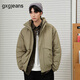 gxgjeans冬季白鴨絨外套立領(lǐng)休閑軍綠色羽絨服 軍綠 L (175)