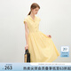 范思藍(lán)恩法式復(fù)古翻領(lǐng)短袖襯衫連衣裙女2025夏裝新款高腰A字裙子 黃色 M