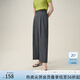 范思藍(lán)恩高腰九分直筒西裝褲女2024夏季新款遮肉闊腿通勤休閑褲子 灰色 XL
