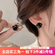 伊黛兒高級(jí)感輕奢風(fēng)山茶耳釘女2025新款耳環(huán)潮時(shí)尚簡(jiǎn)約冷淡風(fēng)耳墜飾品 E3706黑茶耳釘