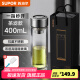 蘇泊爾（SUPOR）一鍵開蓋玻璃杯雙層防燙茶水分離男士泡茶車載水杯便攜商務禮盒裝 【禮盒裝】茶濾款 400ml
