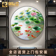 禮御友嘉入戶(hù)圓形玄關(guān)掛畫(huà)蘇繡新中式九魚(yú)圖荷花刺繡客廳沙發(fā)墻成品裝飾畫(huà) 錦鯉戲荷(80*80cm)
