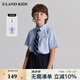 E·LAND KIDS衣戀夏季新品男童經(jīng)典學(xué)院風(fēng)刺繡短袖襯衫 L/Blue淺藍(lán)色/51 160 S