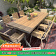 御藤美家（ROYAL RATTAN）戶外桌椅別墅花園庭院桌椅休閑咖啡廳室外露臺(tái)陽(yáng)臺(tái)防腐木塑木桌椅 【標(biāo)準(zhǔn)款】8椅+180CM大板長(zhǎng)桌 升級(jí)款（航空鋁)
