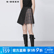 S.DEER【專享款】圣迪奧春秋季女學(xué)院風(fēng)格紋字母拼接百褶短裙S21361306 灰土黃/19 S 160