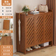 WAWJ家用免安裝鞋柜門(mén)口入戶(hù)室內樓道鞋架中古風(fēng)多層帶門(mén)簡(jiǎn)易折疊置物 茶色 三門(mén)八層-雕刻門(mén)-免安裝