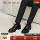 THOM WILLS皮鞋男正裝商務(wù)德比鞋男增高皮鞋休閑厚底真皮軟底夏季 黑色小牛皮D1841 40 /7碼