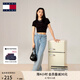 TOMMY JEANS【甜美辣妹風(fēng)】25夏季女裝美式復(fù)古學(xué)院修身顯瘦正肩短袖上衣T恤 【凈色字母】-黑色BDS S