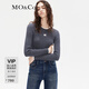 MO&Co.【美麗諾綿羊毛】假兩件拼接修身百搭針織衫內(nèi)搭外穿摩安珂moco 深花灰色-第2批 M 165