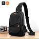 小米世家2025新款胸包男士斜跨包單肩包腰包防水多功能休閑大容量背包 黑色斜拉鏈 升級版帶掛飾