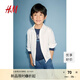 H&M童裝男童襯衫夏季小孩衣服兒童長袖外套上衣1209140 白色 130 130/64