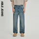 ABLE JEANS【寬松直筒褲】男裝水洗寬松版型舒適休閑通勤經(jīng)典牛仔褲男褲子 水洗黃泥藍(lán) 31 /32