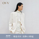 OVV2024春夏新款女裝三醋酸面料無領設計直筒版型西服外套 米白（凈色）05 L