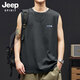 JEEP SPIRIT吉普背心男士夏季純棉寬松透氣簡(jiǎn)約百搭潮流休閑無(wú)袖t恤 深灰 L