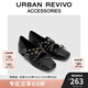 URBAN REVIVO2025秋季新款女蝴蝶結(jié)鉚釘芭蕾舞單鞋UAYS50018 深咖棕 37