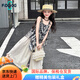 FIDQIOG國(guó)際品牌女童夏裝套裝2025新款女大童夏裝韓系吊帶上衣兒童度假休閑寬褲 圖片色【裙褲】 170 cm:建議身高155-165厘米