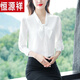 恒源祥上衣女春裝2025新款洋氣緞面飄帶白色襯衣長(cháng)袖雪紡職業(yè)襯衫夏季 白色 XL
