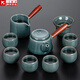 哥窯功夫茶具套裝家用客廳辦公會(huì)客窯變?nèi)帐絺?cè)把泡茶壺現(xiàn)在簡約茶杯整套可開片 10頭哥窯(側(cè)把壺-木)+不倒杯