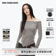ANN ANDELMAN【明星同款】官方直營不規(guī)則斜肩長袖T恤假兩件上衣 灰色 S
