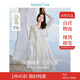 茵曼新中式流蘇盤(pán)扣襯衫兩件套夏季女裝刺繡吊帶裙套裝 梨花杏 S