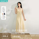 茵曼（INMAN）章若楠同款歐若風(fēng)法式吊帶連衣裙2025夏季新品女裝淡鵝黃色裙子 淺黃色 (方領(lǐng)) S