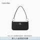 Calvin Klein【七夕禮物】腋下包通勤包包金屬字母拉鏈CK女包單肩法棍包DH3237 001-太空黑 OS