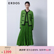 ERDOS 圓領(lǐng)復(fù)古小香風(fēng)翻花外套手工刺繡紐扣針織女開衫羊絨衫 苔蘚綠 165/88A/L