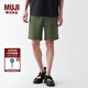 無印良品（MUJI）男式 水洗 平紋 短褲 純棉全棉 褲子 休閑褲 AED10A3S 卡其綠 XL