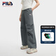 FILA 斐樂官方女士梭織長褲2025夏季新款時尚簡約基礎休閑收口褲 綠木灰-DY M 165/66A/M